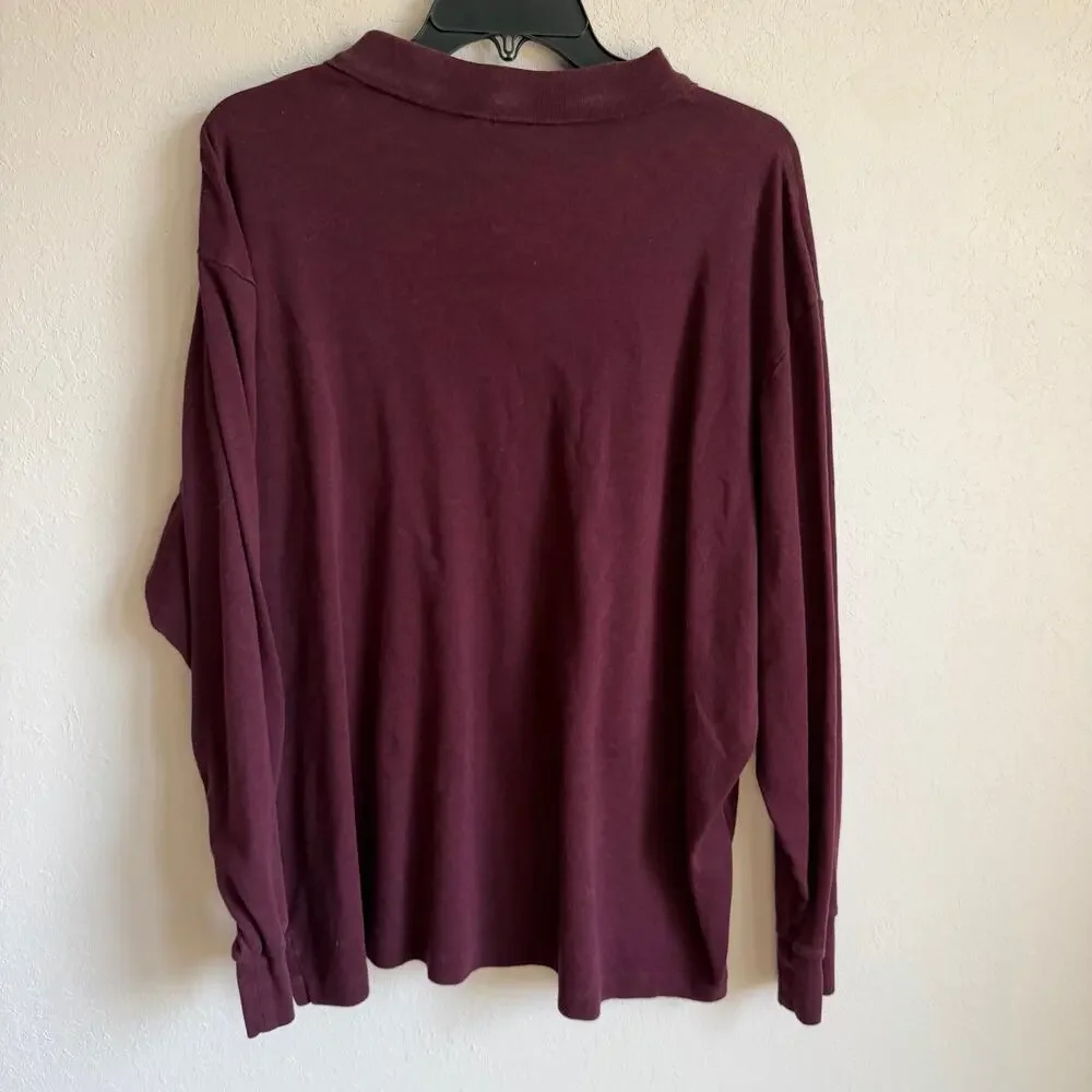 Polo Ralph Lauren Maroon Red Embroidered Logo Long Sleeve Classic Polo Mens XXL